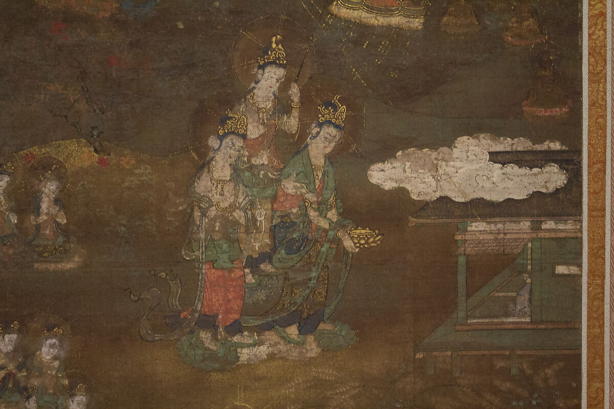 【迎接曼荼羅図　Descent and Return of Amida to Western Paradise with a Believer's Soul (Gōshō mandara)】鎌倉時代