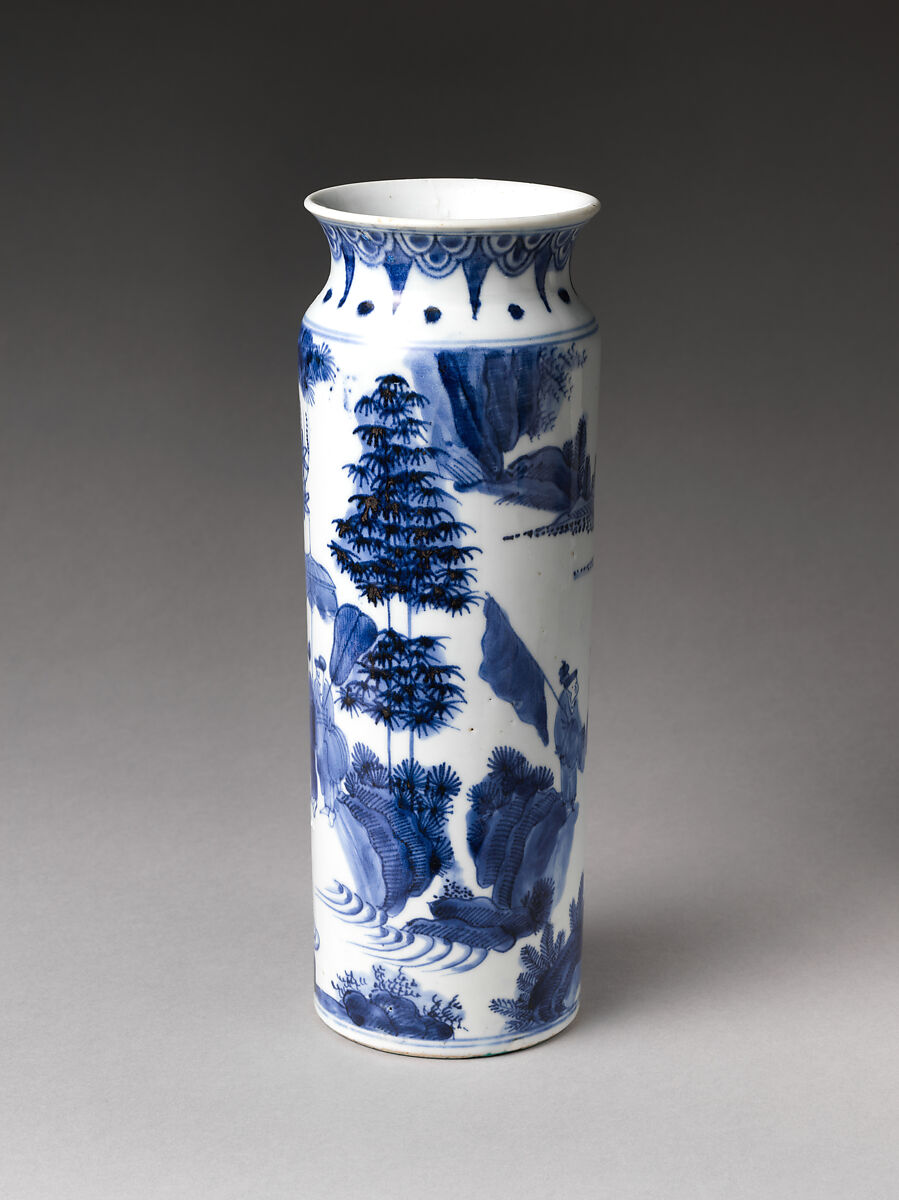 【風景人物花瓶　Vase with Figures in Landscape】江戸時代