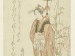 【物掛け立つ遊女　Courtesan Standing by a Kimono on a Rack】江戸時代‐柳竜橋真斎