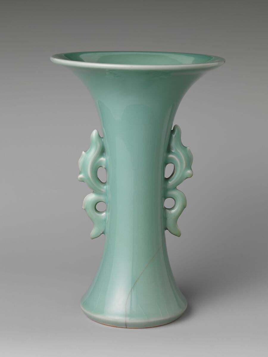 【青銅器形状清磁花瓶　Vase in Shape of Archaic Chinese bronze】江戸時代