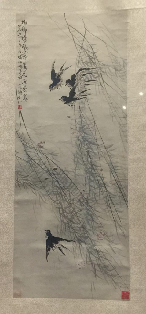 柳燕桃花図軸-張書旂-紙本-近現代-書画館-四川博物院-成都