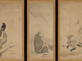 【六祖・芦雁・叭々鳥図　Huineng, the Sixth Patriarch of Zen, with Geese and Myna】江戸時代‐雲谷等益