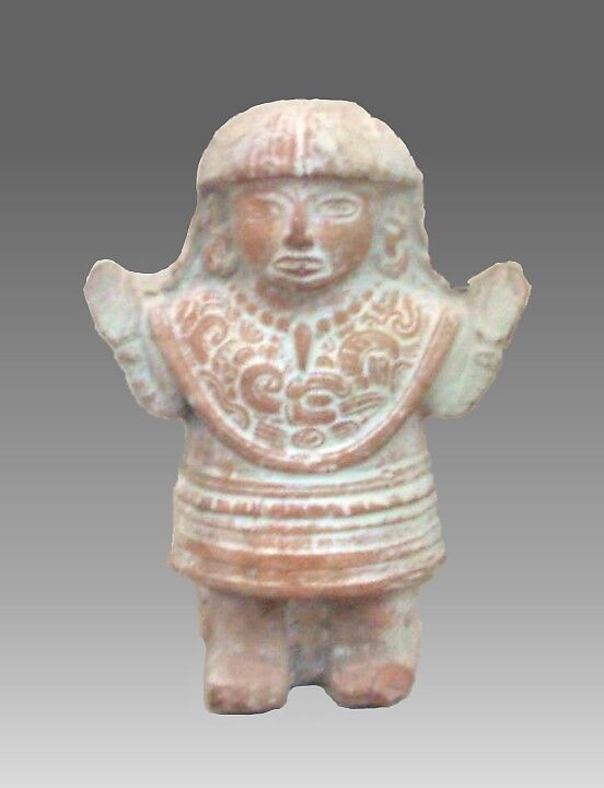 【 陶製ラトル　Pottery Rattle】マヤ文化後期クラシック期（ メキシコのカンペチェ州沿岸発見　Campeche Coast, Mexico）