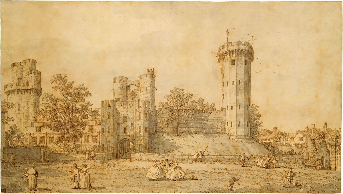【ウォリック城：東側の正面　Warwick Castle: The East Front】イタリア‐風景画家‐カナレット（Giovanni Antonio Canal）