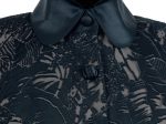 黑色芭蕉葉紋爛花絹短袖旗袍-短裝「海上の明月、軽い裾に風を追う-江南の貴族と海派チャイナドレス」上海大学博物館-海派文化博物館