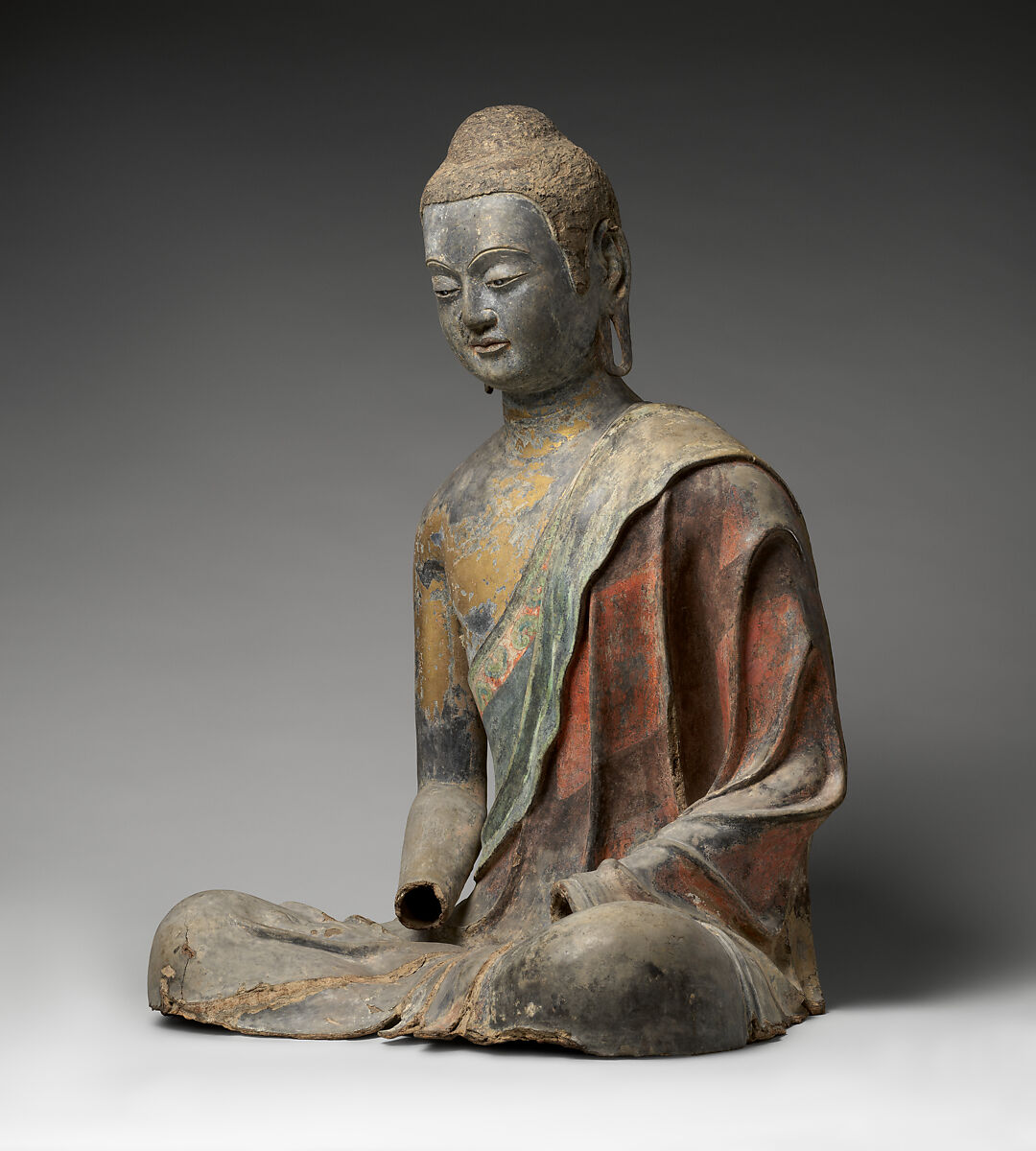 【彩繪塗金夾紵漆阿彌陀佛像　Buddha, probably Amitabha】唐時代‐仏教芸術
