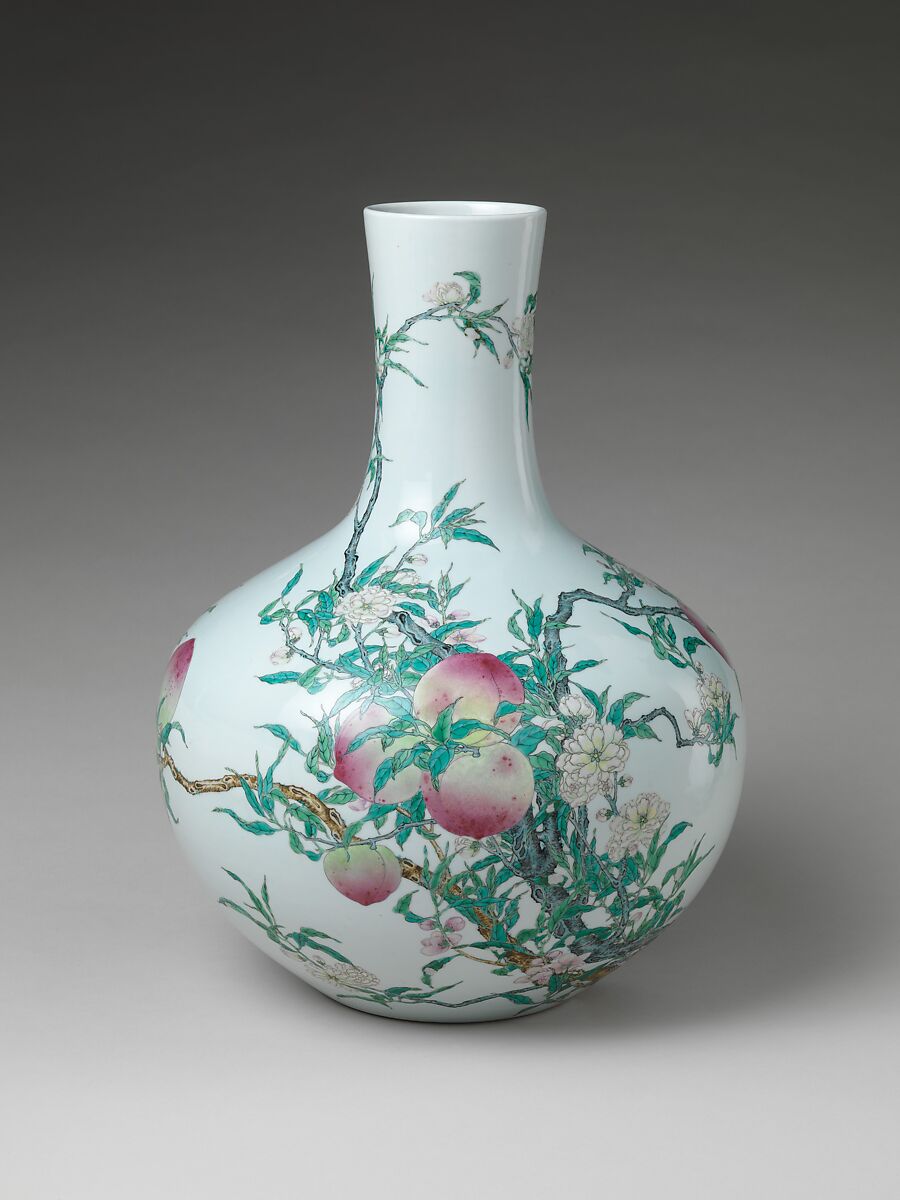 【九桃図花瓶　Vase with Nine Peaches】中国‐清時代