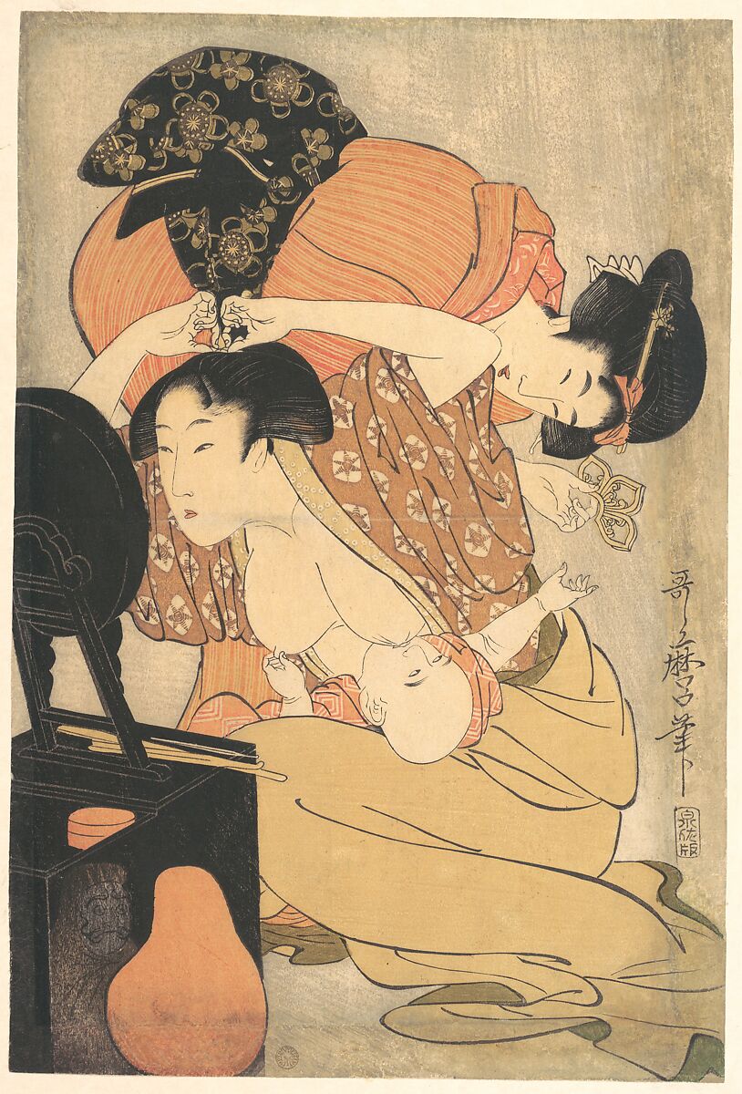 【母と子　Woman and Child】江戸時代‐喜多川歌麿画