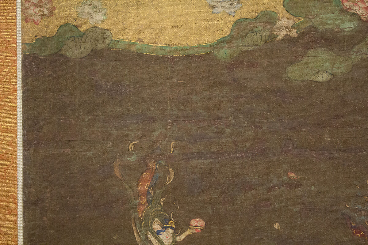 【迎接曼荼羅図　Descent and Return of Amida to Western Paradise with a Believer's Soul (Gōshō mandara)】鎌倉時代