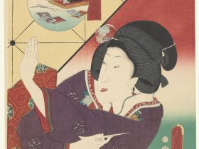 【秋の着物女性　Vrouw in herfst kimono】江戸時代‐歌川国貞