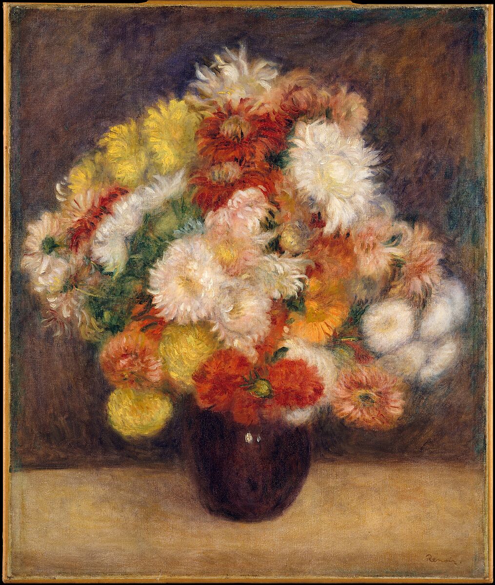 【菊の花束　Bouquet of Chrysanthemums】フランス印象派画家ピエール＝オーギュスト・ルノワール（Pierre-Auguste Renoir）