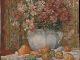 【花とサボテンのある静物画　Still Life with Flowers and Prickly Pears】フランス印象派画家ピエール＝オーギュスト・ルノワール（Pierre-Auguste Renoir）