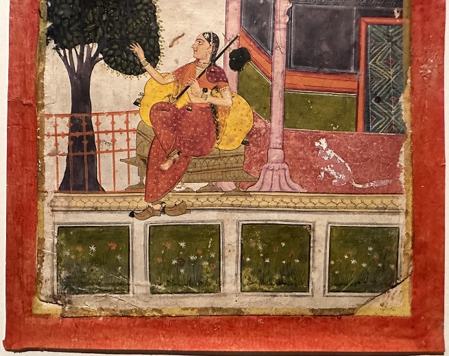 【ヴィーナを奏でる女】インド-ビーカーネール派|18世紀 |紙に水彩－常設展－東京国立博物館－東洋館
