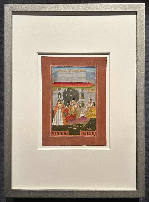 【シタールを楽しむ2人の女】インド-ムルシダーバード派|18世紀後半|紙に水彩、金彩－常設展－東京国立博物館－東洋館