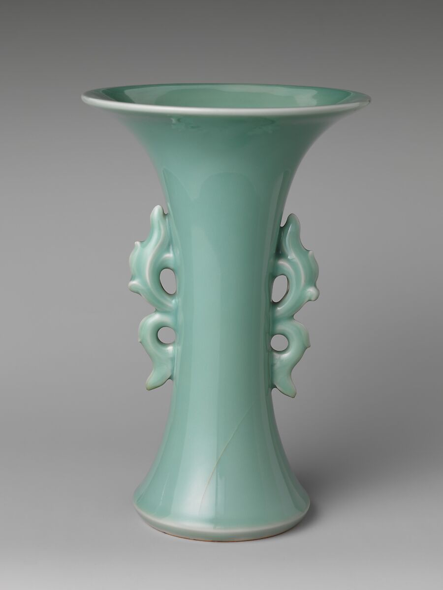 【青銅器形状清磁花瓶　Vase in Shape of Archaic Chinese bronze】江戸時代