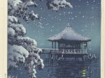 【雪の中の堅田の浮き屋　Het drijvende paviljoen te Katada in de sneeuw】明治時代‐土屋光逸