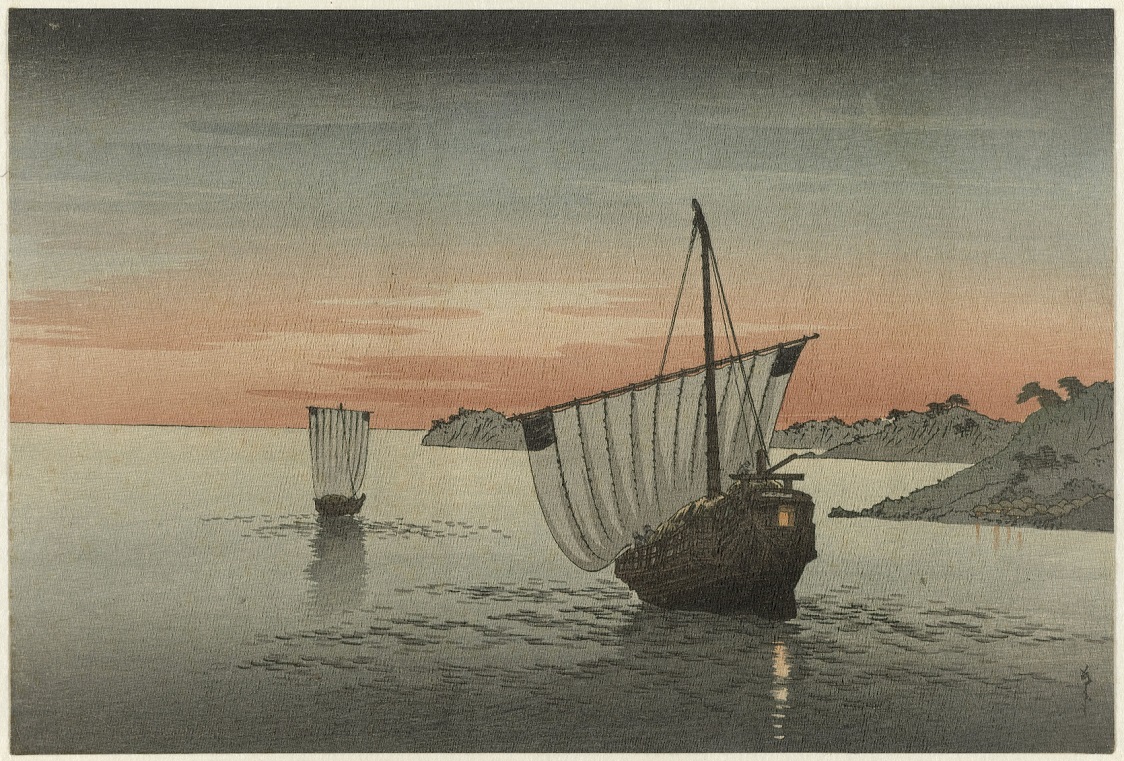 【沿岸に沿って航行する2隻の帆船　Twee zeilschepen langs de kust】江戸時代‐歌川吉宗（二代目、Utagawa Yoshimune II）