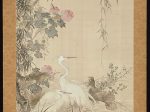 【柳鷺図　Egrets, Peonies, and Willows】江戸時代‐山本梅逸筆