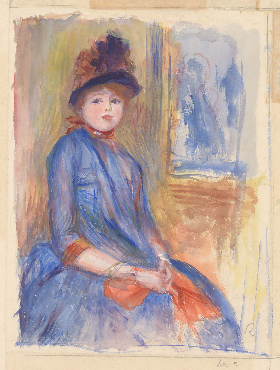 【青いドレスの若い少女　Young Girl in a Blue Dress】フランス印象派画家ピエール＝オーギュスト・ルノワール（Pierre-Auguste Renoir）