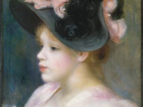 【ピンクとブラックの帽子をかぶった若い少女　Young Girl in a Pink-and-Black Hat】フランス印象派画家ピエール＝オーギュスト・ルノワール（Pierre-Auguste Renoir）