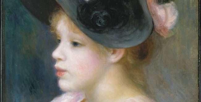 【ピンク黒の帽子かぶった少女】ルノワール‐メトロポリタン美術館所蔵