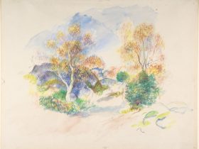 【木々の間の小道のある風景　Landscape with a Path between Trees】フランス印象派画家ピエール＝オーギュスト・ルノワール（Pierre-Auguste Renoir）