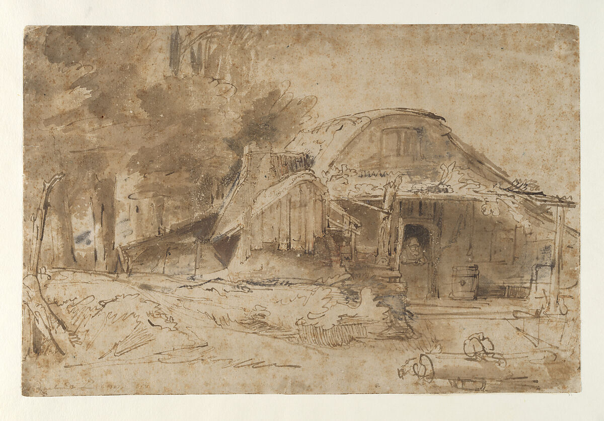 【森への入り口近くの小屋　 Cottage near the Entrance to a Wood】オランダ‐バロック時代画家‐レンブラント・ファン・レイン（Rembrandt van Rijn）