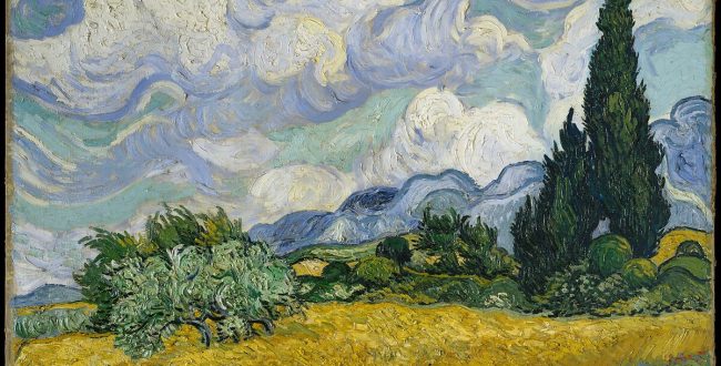 【松の木のある麦畑　 Wheat Field with Cypresses】オランダ印象派画家ファン・ゴッホ（Vincent van Gogh）