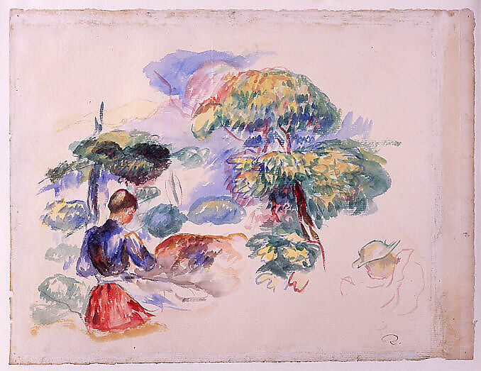 【少女との風景　 Landscape with a Girl】フランス印象派画家ピエール＝オーギュスト・ルノワール（Pierre-Auguste Renoir）