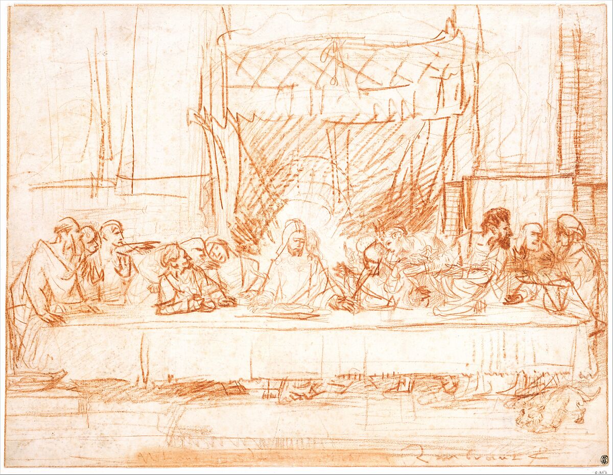 【レオナルド・ダ・ヴィンチの最後の晩餐　The Last Supper, after Leonardo da Vinci】オランダ‐バロック時代画家‐レンブラント・ファン・レイン（Rembrandt van Rijn）