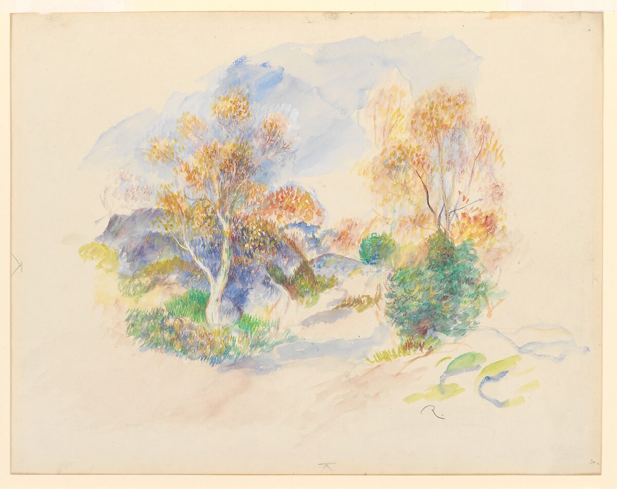 【木々の間の小道のある風景　Landscape with a Path between Trees】フランス印象派画家ピエール＝オーギュスト・ルノワール（Pierre-Auguste Renoir）