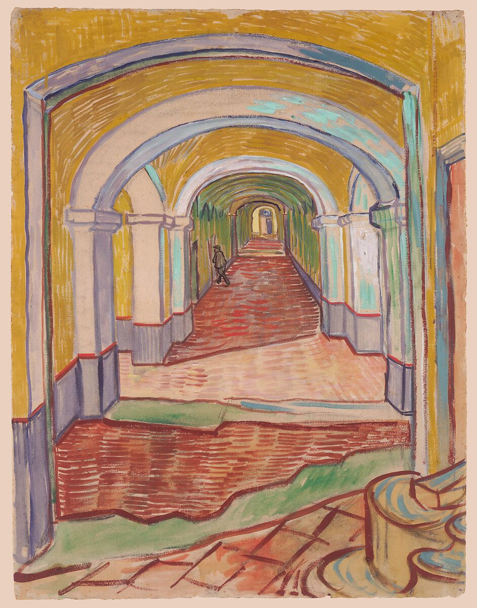 【精神病院の廊下　Corridor in the Asylum】オランダ印象派画家ファン・ゴッホ（Vincent van Gogh）