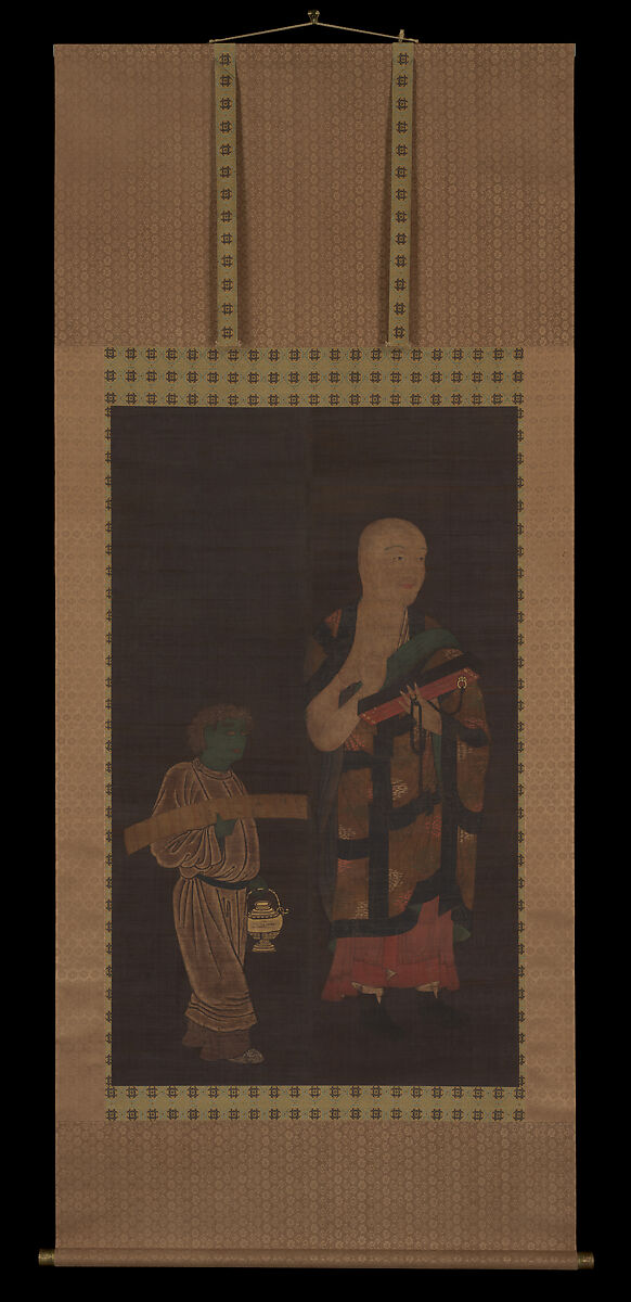 【玄奘三蔵像　Portrait of Xuanzang (Genjō) with Attendant】鎌倉時代‐伝春日基光