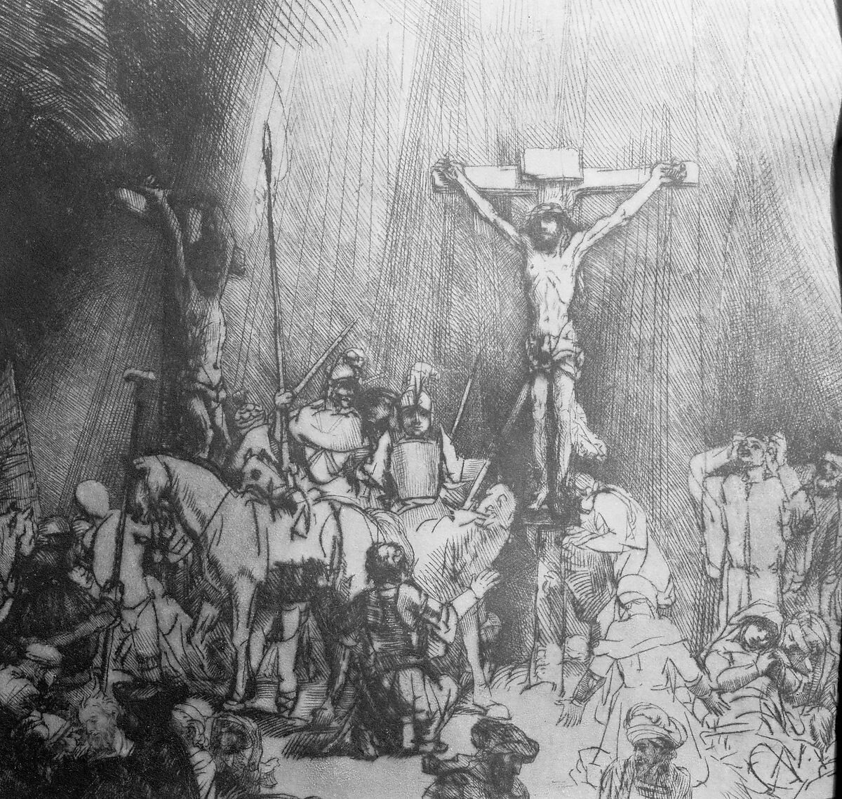 【キリストと二人泥棒の十字架　Christ Crucified between the Two Thieves: The Three Crosses】オランダ‐バロック時代画家‐レンブラント・ファン・レイン（Rembrandt van Rijn）