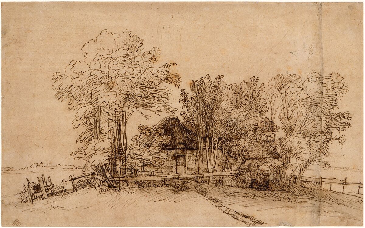 【木々の中のコテージ　Cottage among Trees】オランダ‐バロック時代画家‐レンブラント・ファン・レイン（Rembrandt van Rijn）