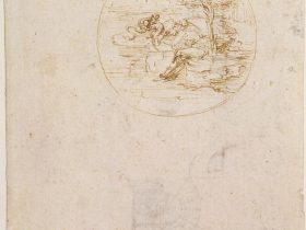 【蜥蜴の忠誠心の寓意（表面）；舞台設計のデザイン（裏面）　 Allegory on the Fidelity of the Lizard (recto); Design for a Stage Setting (verso)】イタリア・ルネサンス期画家レオナルド・ダ・ヴィンチ（Leonardo da Vinci）
