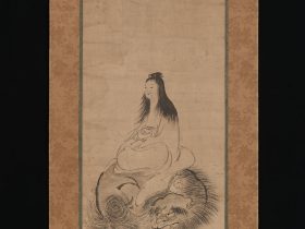 【 騎獅文殊　Monju on a Lion】室町時代‐秀製筆