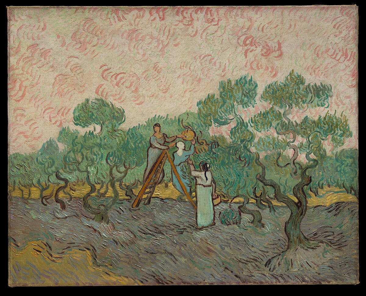 【オリーブ摘む女性たち　Women Picking Olives】オランダ印象派画家ファン・ゴッホ（Vincent van Gogh）