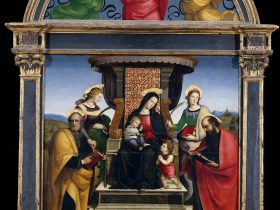 【聖母子と聖人たちの玉座に座る像　Madonna and Child Enthroned with Saints】イタリア‐ルネサンス期画家‐ラファエロ・サンティ（Raphael Sanzio）