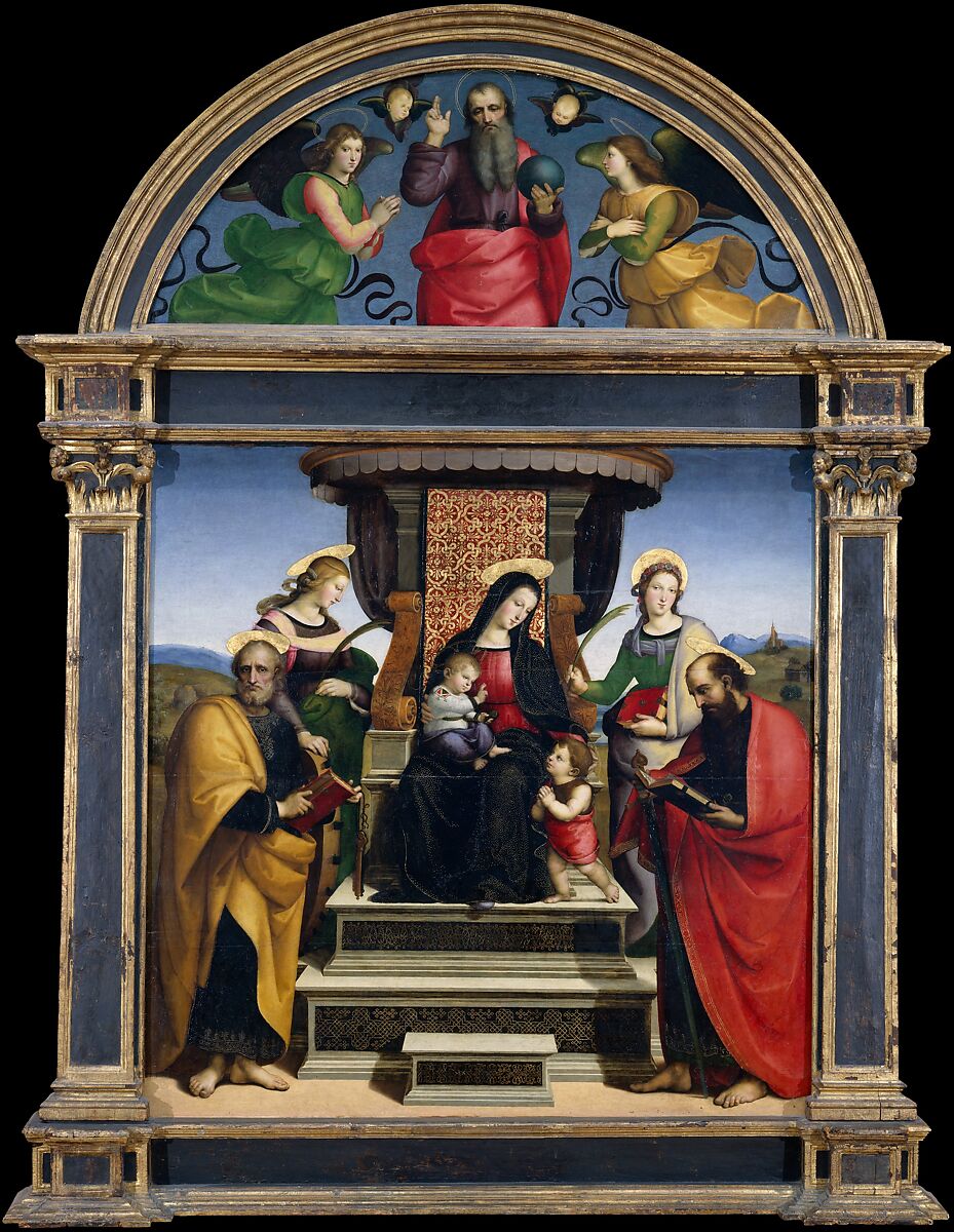 【聖母子と聖人たちの玉座に座る像　Madonna and Child Enthroned with Saints】イタリア‐ルネサンス期画家‐ラファエロ・サンティ（Raphael Sanzio）