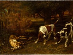 【死んだ野ウサギと狩猟犬　Hunting Dogs with Dead Hare】フランス‐リアリズム画家‐ギュスターヴ・クールベ（Gustave Courbet）