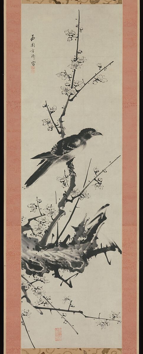 【梅に叭叭鳥図　Mynah Bird on Plum Branch】江戸時代‐西園方済
