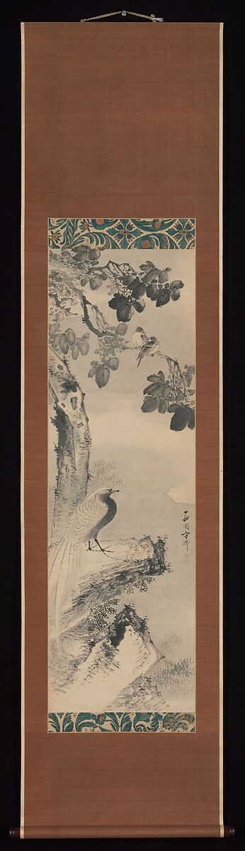 【梧桐下錦鶏図　Pheasant beneath Paulownia Tree】江戸時代‐西園方済