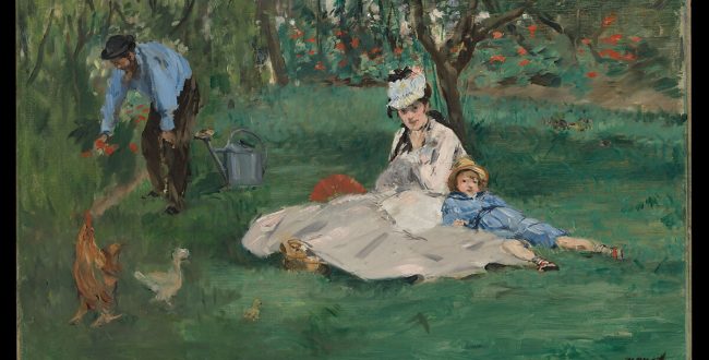 【アルジャントゥイユの庭のモネ一家】エドゥアール・マネーメトロポリタン美術館所蔵