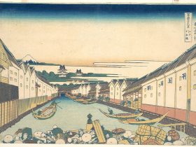 【冨嶽三十六景 江戸日本橋　Nihonbashi in Edo (Edo Nihonbashi), from the series Thirty-six Views of Mount Fuji (Fugaku sanjūrokkei)】江戸時代‐葛飾北斎