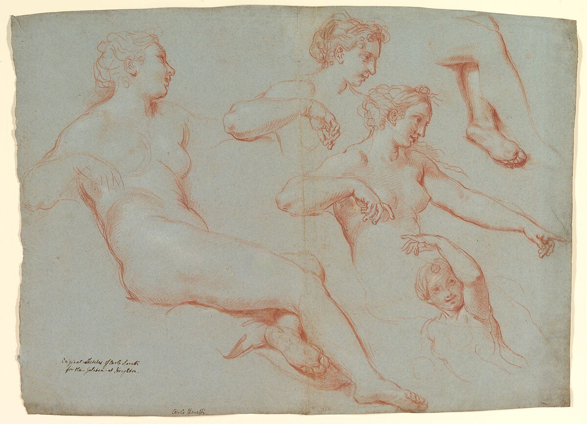 【横たわる女性裸体の四つの研究（ガラテア）　Four Studies of Recumbent Female Nudes (Galatea)】イタリア‐バロック期画家‐カルロ・マラッティ（Carlo Maratti）