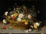 【花のかご　A Basket of Flowers】フランドル画家‐ヤン・ブリューゲル・ユンガー（Jan Brueghel the Younger）