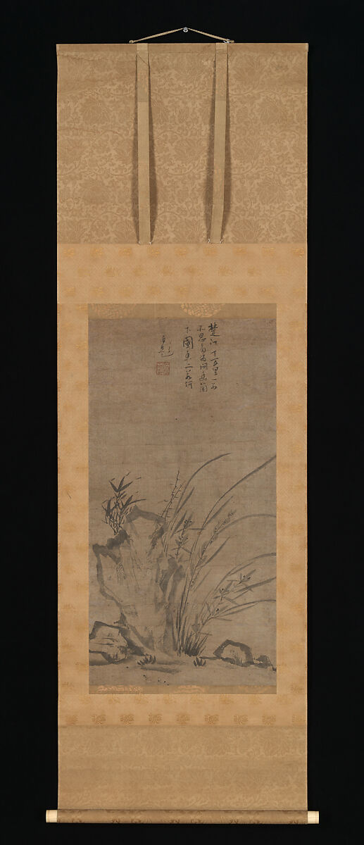 【蘭竹石図　Orchids, Bamboo, Briars, and Rocks】南北朝時代‐鉄舟徳済筆 