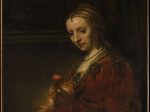 【ピンクの花を持つ女性　Woman with a Pink】オランダ‐バロック時代画家‐レンブラント・ファン・レイン（Rembrandt van Rijn）