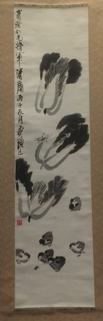 墨筆白菜虫鶏図軸-齊璜-紙本-近現代-書画館-四川博物院-成都
